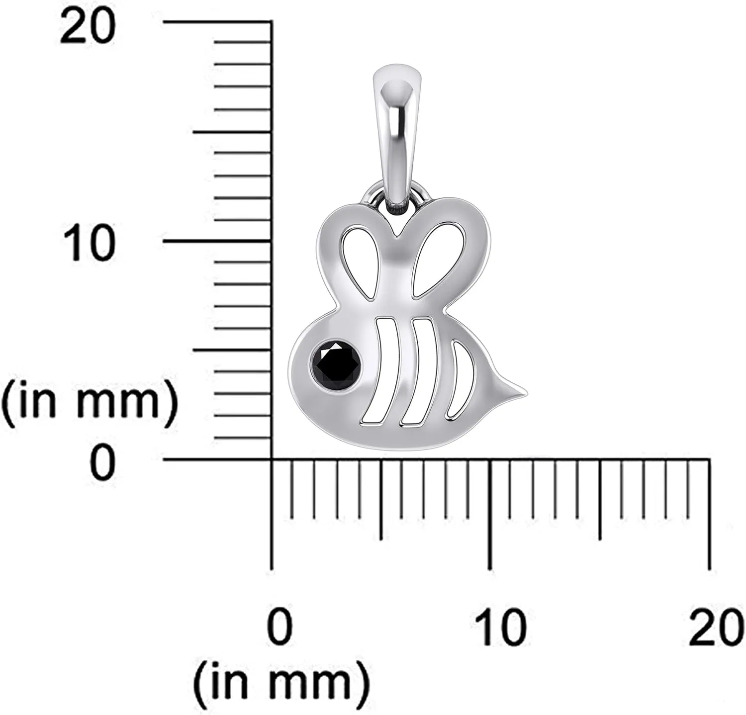 0.05 Ct Natural Black, White Diamond Cute Insect Honey Bee Pendant Necklace in 14K White Gold Fn 925 Sterling Silver
