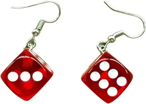 1 Pair Red Iumer Women Dice Earrings Disco Dancing Earrings Punk Funny Geometric 3D Dice Drop Dangle Earrings Party Jewelry,Earrings,Jewelry