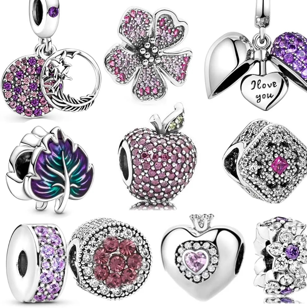 10 Pack Silver Spacer Beads Charms fit Pandora Bracelet DIY Pendant Set