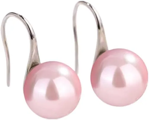 12mm Ocean Shell Pearl Dangle Multicolor Simple Clip On Drop Pearl Earrings for Women Fashion Jewelry