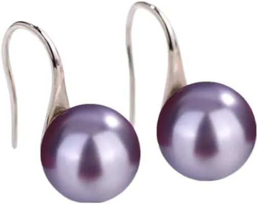 12mm Ocean Shell Pearl Dangle Multicolor Simple Clip On Drop Pearl Earrings for Women Fashion Jewelry