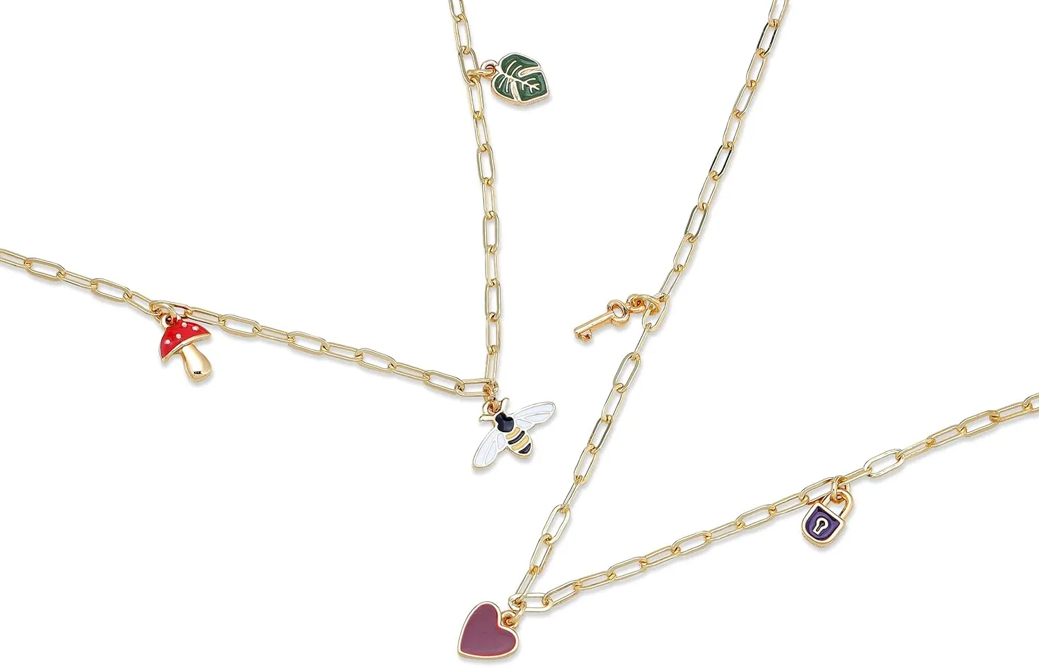 14K Gold Plated Dainty Charm Necklace for Women - Adjustable 16-18 Chain - Lock, Key, and Heart Charms - Sentimental Gifts for Teens and Women's Summer Jewelry