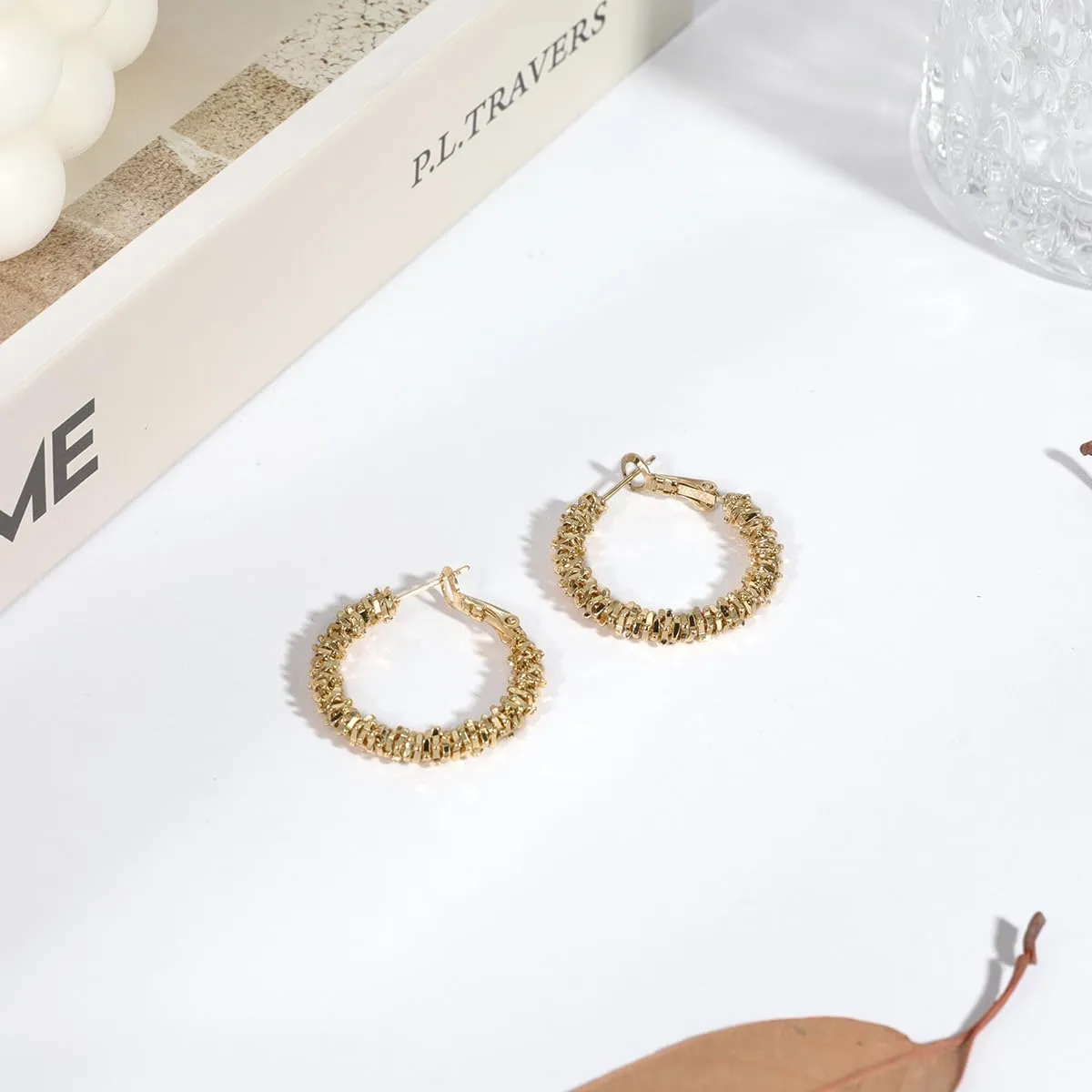 14K Gold Plated Hoop Earrings for Women, Trendy Gold Hoop Earrings Statement Cuff Lightweight Hypoallergenic Jewelry for Her