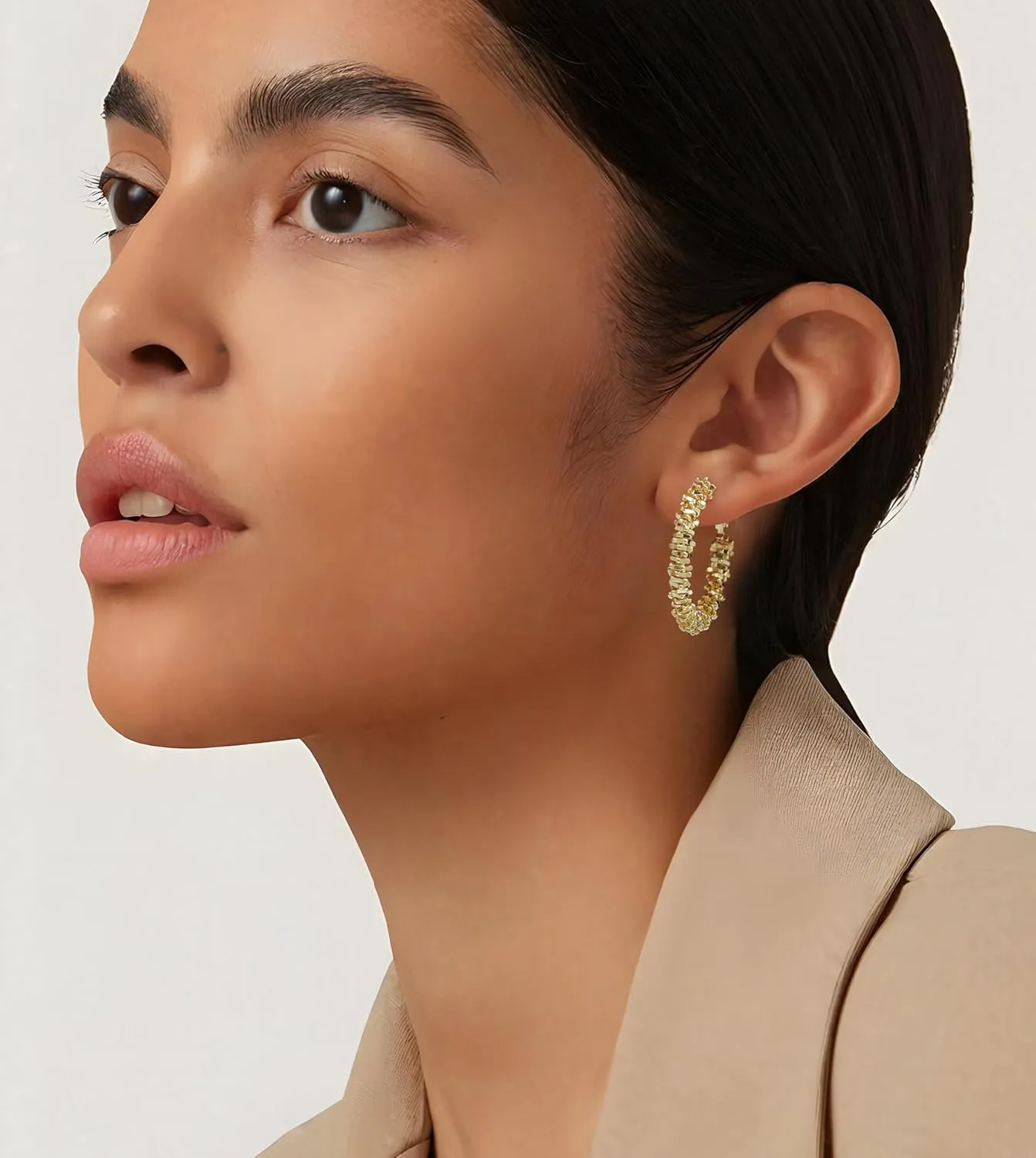 14K Gold Plated Hoop Earrings for Women, Trendy Gold Hoop Earrings Statement Cuff Lightweight Hypoallergenic Jewelry for Her
