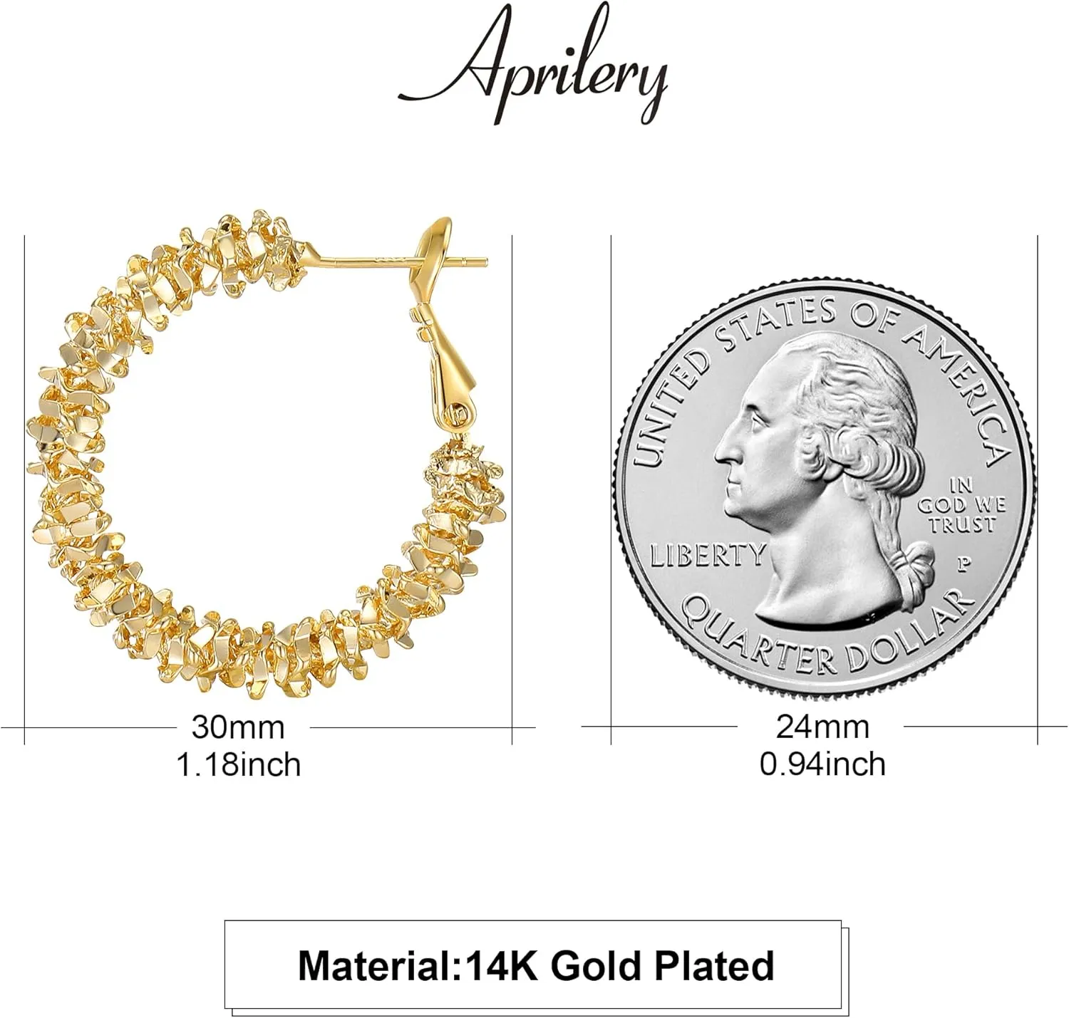 14K Gold Plated Hoop Earrings for Women, Trendy Gold Hoop Earrings Statement Cuff Lightweight Hypoallergenic Jewelry for Her