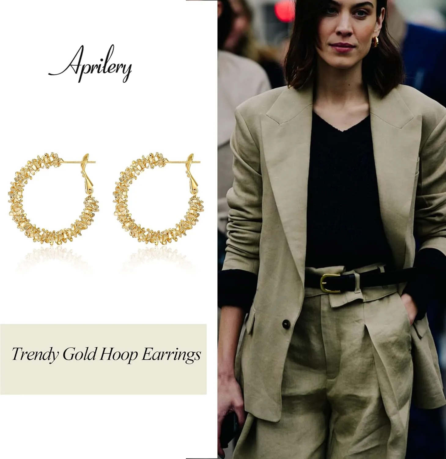 14K Gold Plated Hoop Earrings for Women, Trendy Gold Hoop Earrings Statement Cuff Lightweight Hypoallergenic Jewelry for Her