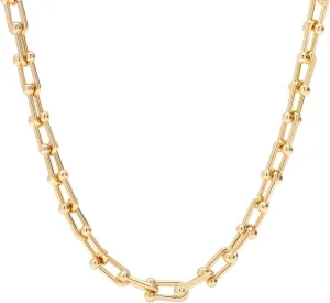 14K Gold Plated U Shaped Bamboo Lock Chain Paperclip Chains Adjustable Necklace for Women Gold Plated Jewelry