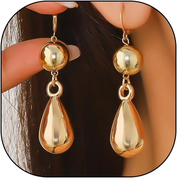14k Gold Stacked Round Beads Drop Statement Earrings for Women Gold Silver Irregular Exaggerated Earrings Punk Earrings Jewelry Gift