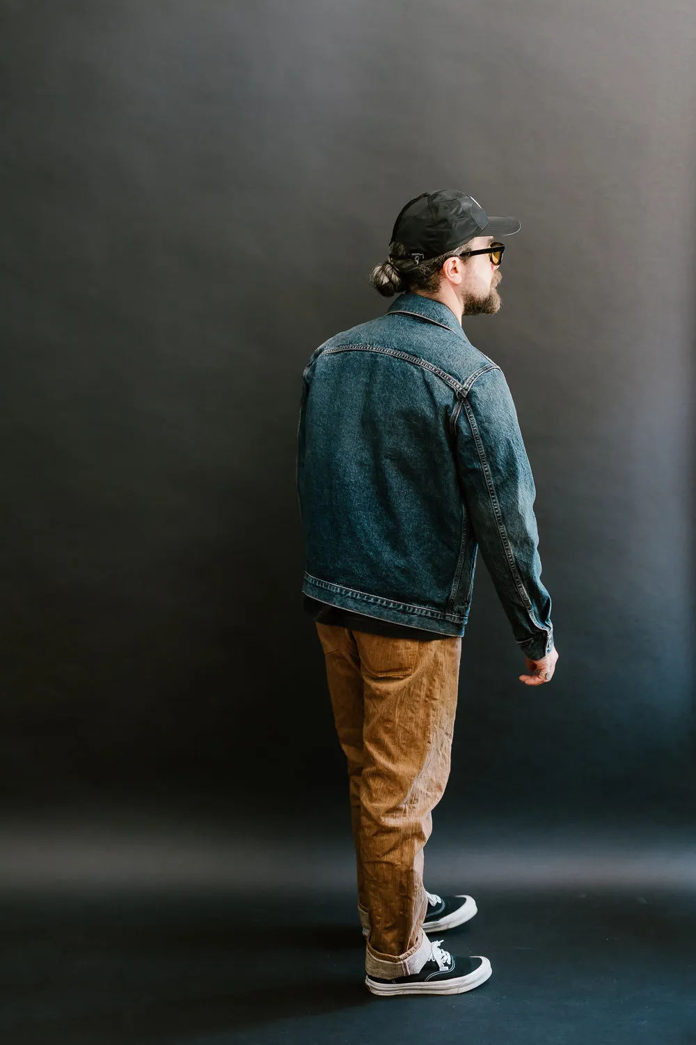 15oz - Medium Vintaged Wash Selvedge Denim Cruiser Jacket - Indigo