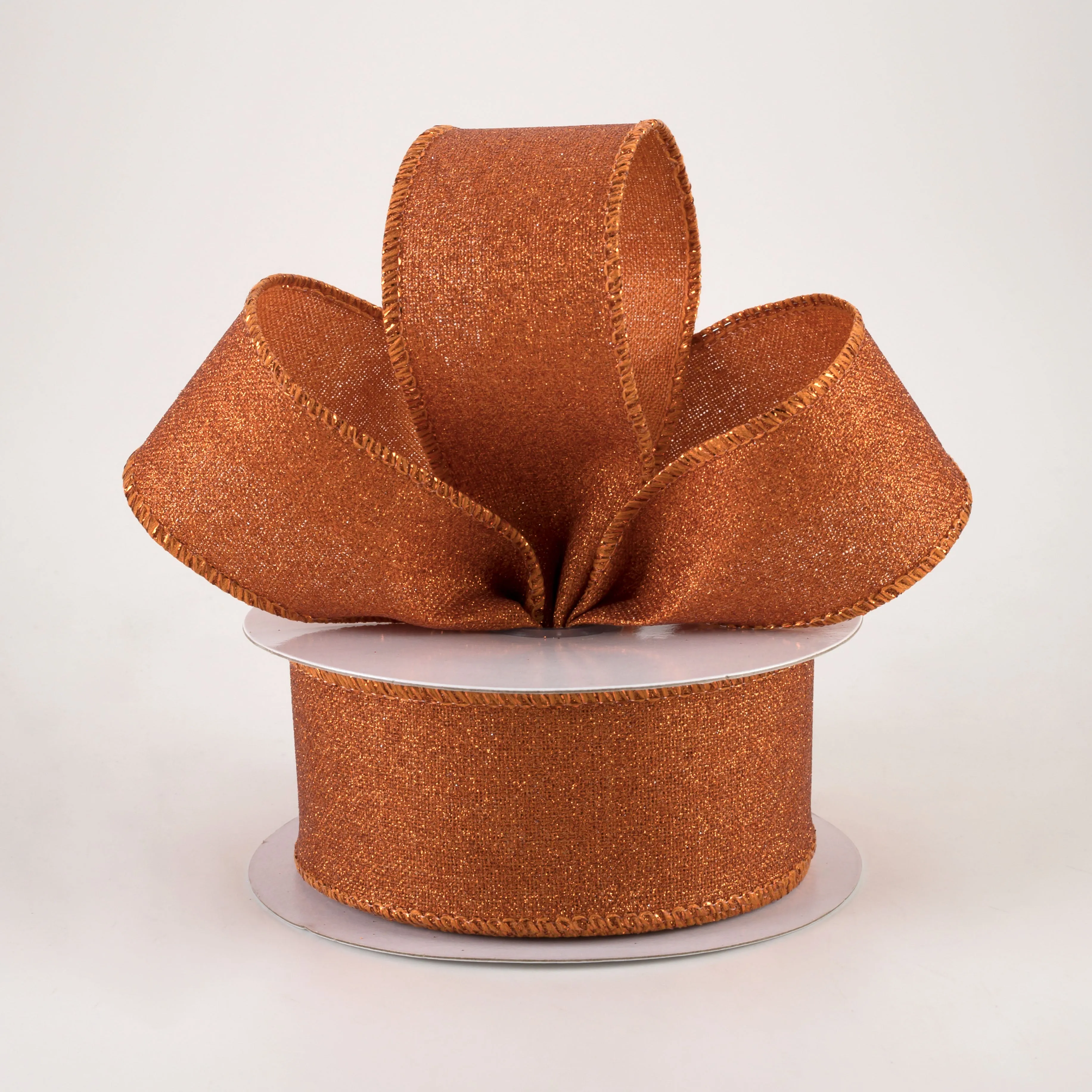 1.5" Fine Glitter on Royal Ribbon: Pumpkin Orange (10 Yards)