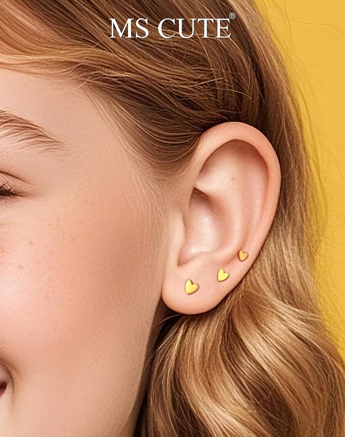 16G/18G/20G Gold Flat Back Nose Studs for Women, 3Pcs Heart 316L Stainless Steel Threadless Flat Back Stud Earrings, Nose Piercings Tragus Earrings Gold Cartilage Lip Medusa Conch Piercings