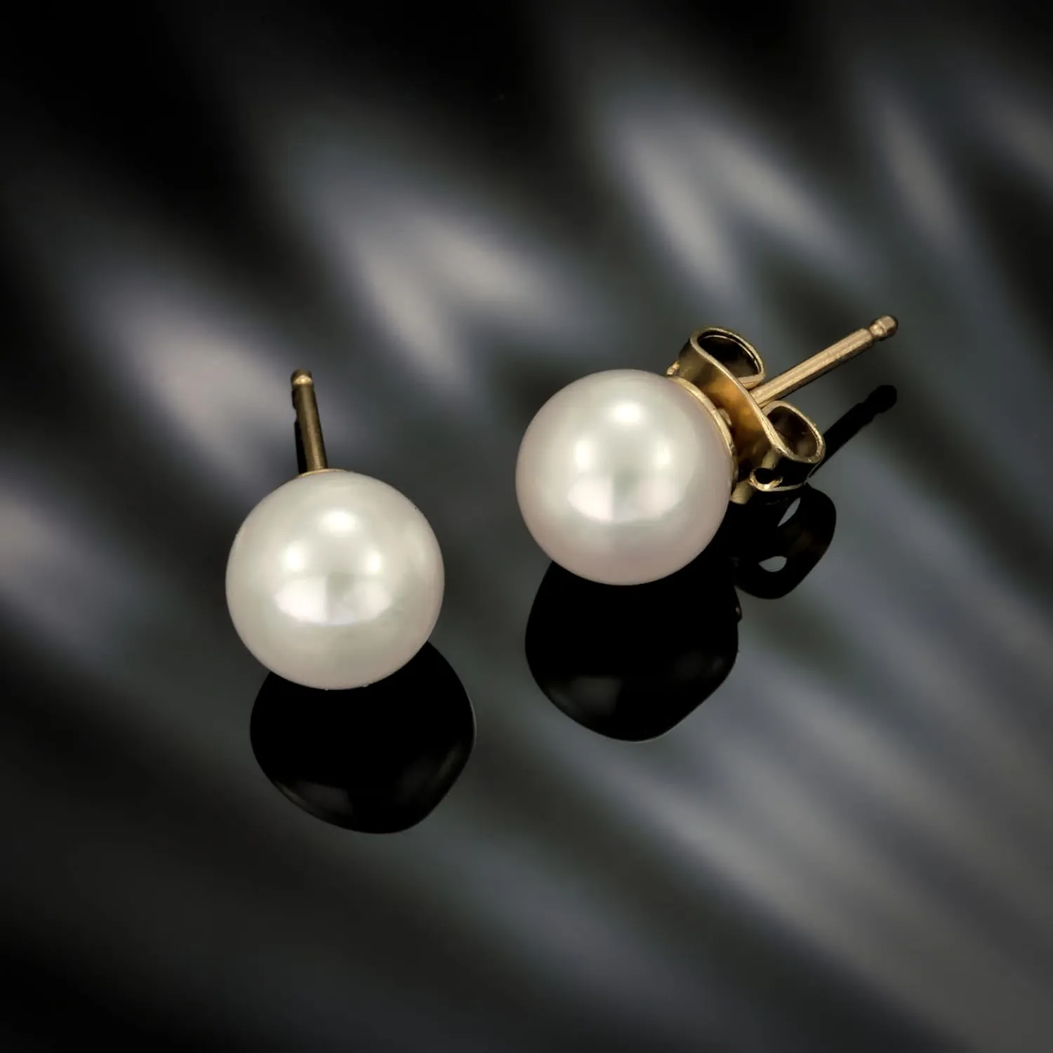 18k Gold Plated 925 Sterling Silver Freshwater Pearls Earrings Studs AAA  Handpicked Cultured Pearl earrings| Hypoallergenic Earrings Gold Ball Stud Earrings for Women