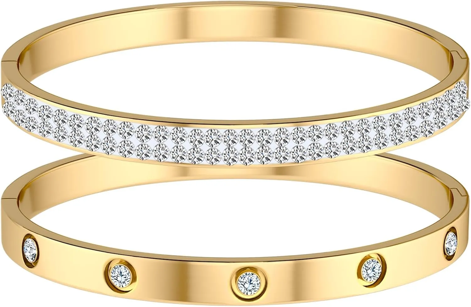 18K Gold Plated Bangle Bracelets for Women Love Friendship Bracelet with Crystal Cubic Zirconia Stones Bracelet Jewelry for Christmas Valentine's Day Wedding Party Birthday Gifts for Women
