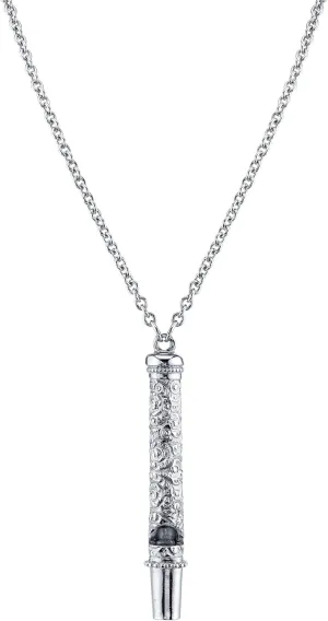1928 Jewelry Etched Filigree Antique Style Functional Whistle Pendant Necklace For Women 30 Inches