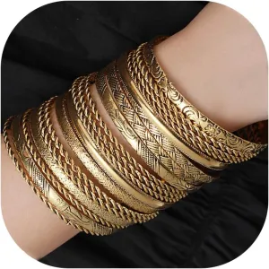 19Pcs Gold Bangle Bracelets Set for Women Boho Multi Layer Stack Textured Bracelets Indian Chunky Bangle Bracelet for Women Teen