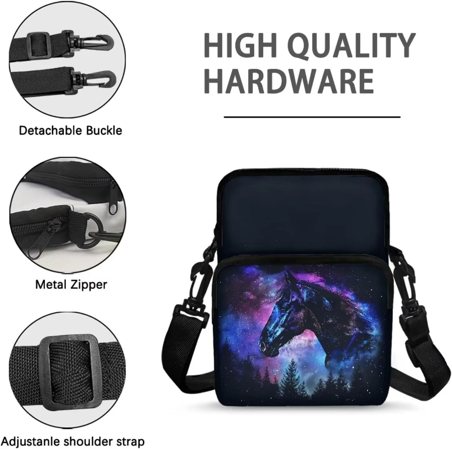 2 Layer Crossbody Bags for Girls Boys, Messenger Bag with Removable Shoulder Strap