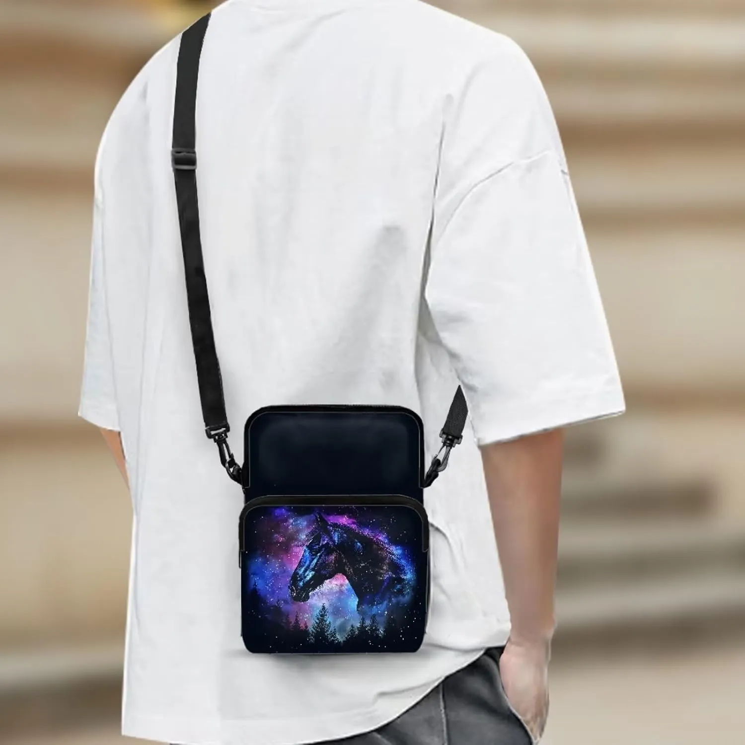 2 Layer Crossbody Bags for Girls Boys, Messenger Bag with Removable Shoulder Strap