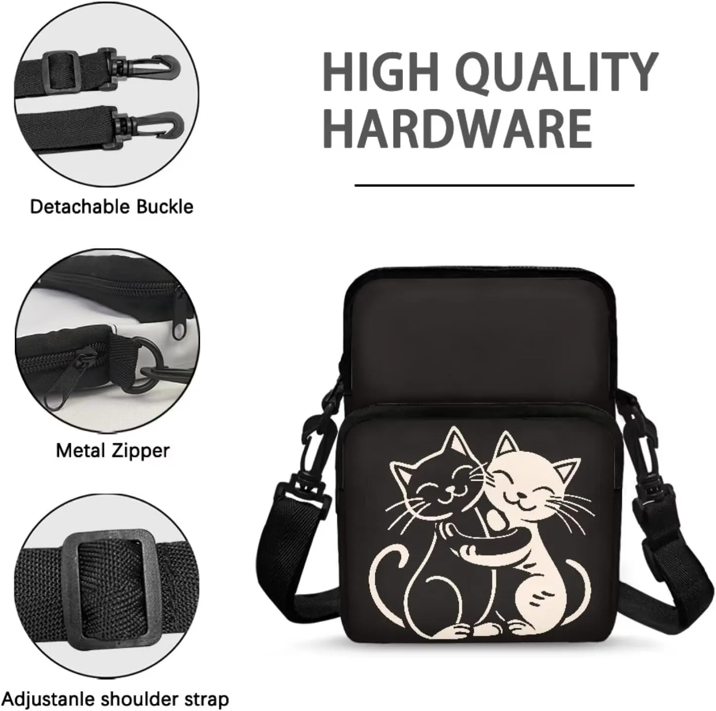 2 Layer Crossbody Bags Polyester Shoulder Bag Handbags for Women Girls with Front Pocket