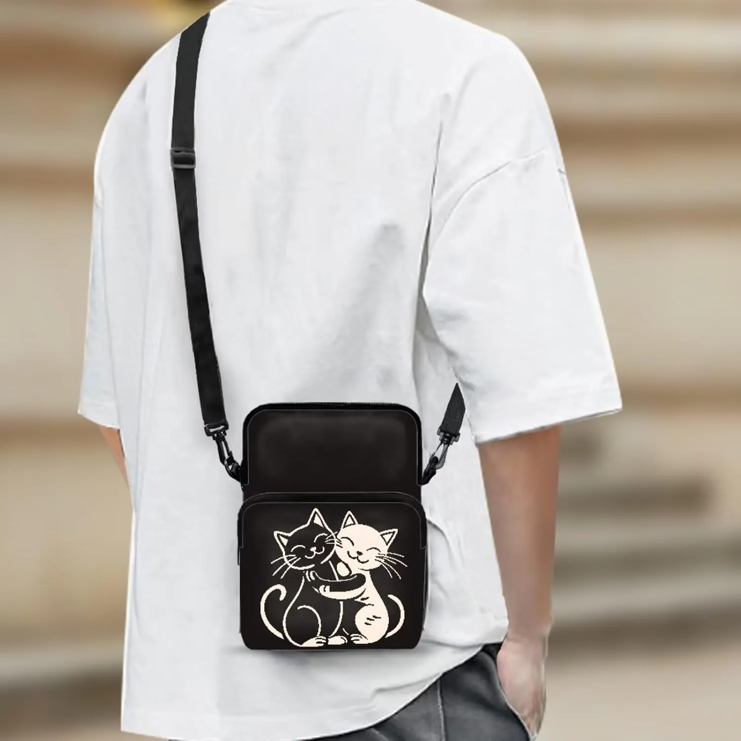 2 Layer Crossbody Bags Polyester Shoulder Bag Handbags for Women Girls with Front Pocket
