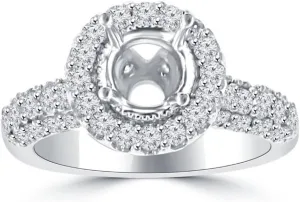2.00 Ct Round Cut Diamond Semi Mounting Engagement Ring in Platinum