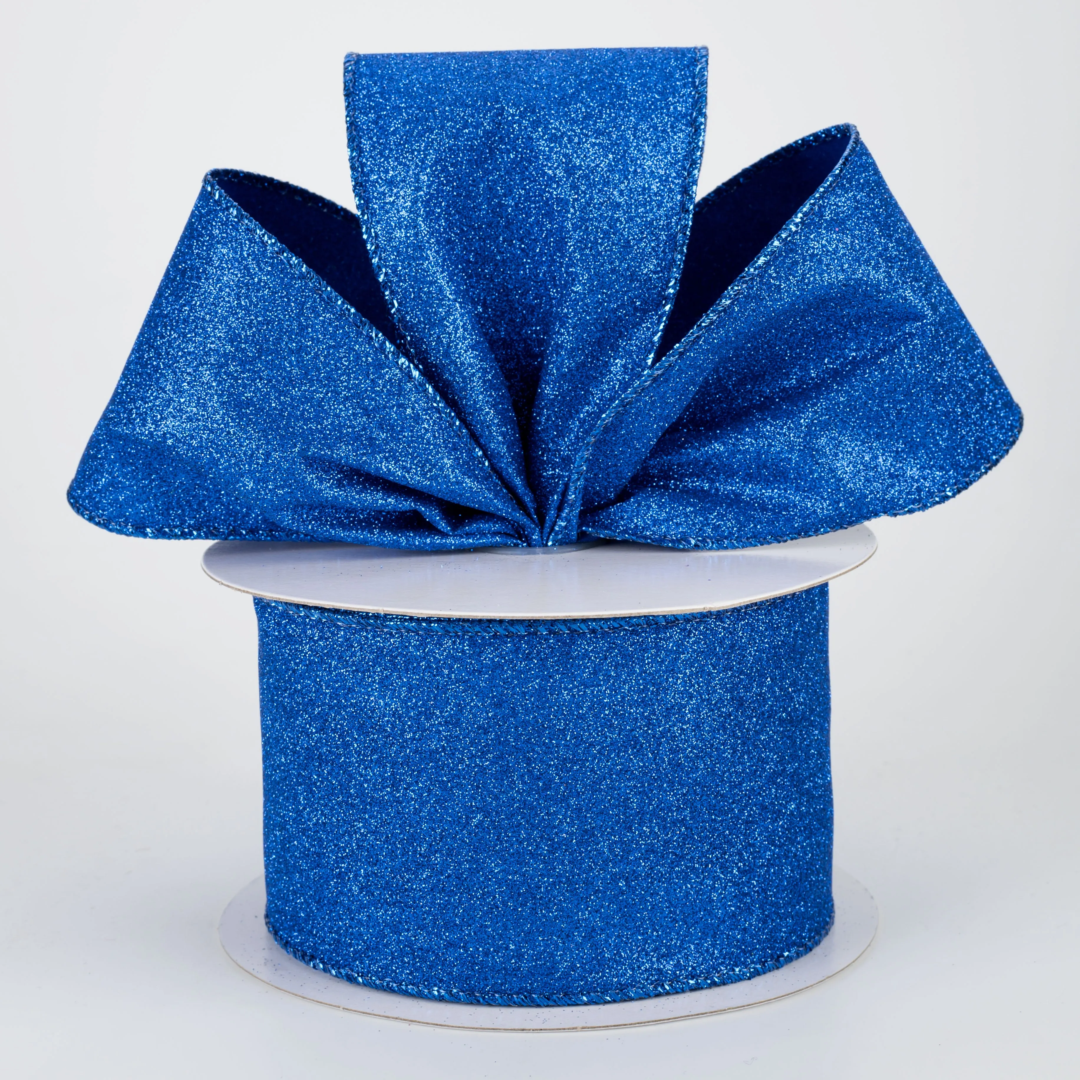2.5" Lustrous Glitter Ribbon: Royal Blue (10 Yards)