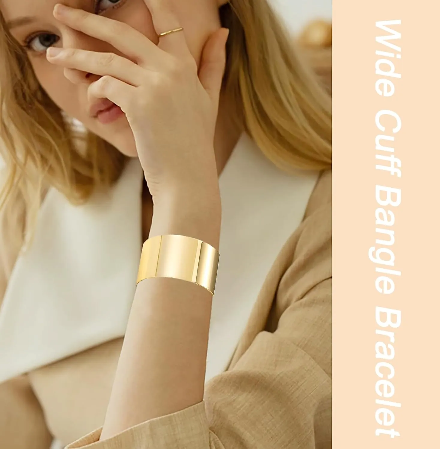 2Pcs Cuff Bangle Bracelet for Women Open Wide Wire Bracelets Gold Wrist Cuff Wrap Bracelet Adjustable