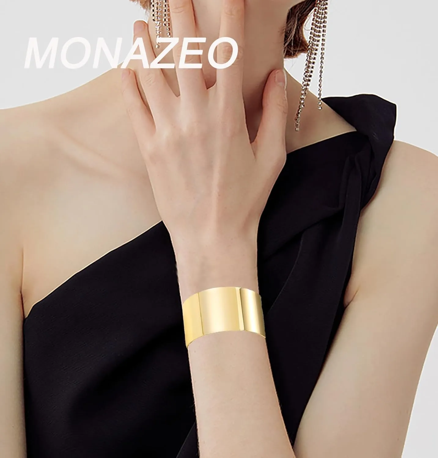 2Pcs Cuff Bangle Bracelet for Women Open Wide Wire Bracelets Gold Wrist Cuff Wrap Bracelet Adjustable