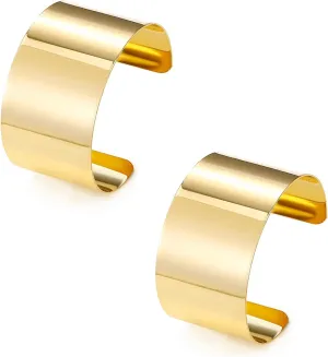 2Pcs Cuff Bangle Bracelet for Women Open Wide Wire Bracelets Gold Wrist Cuff Wrap Bracelet Adjustable
