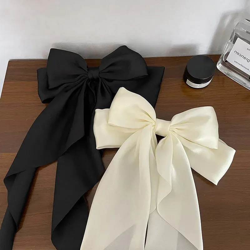 2pcs Satin Bow Hair Clips Elegant Spring Hair Pins for Girls