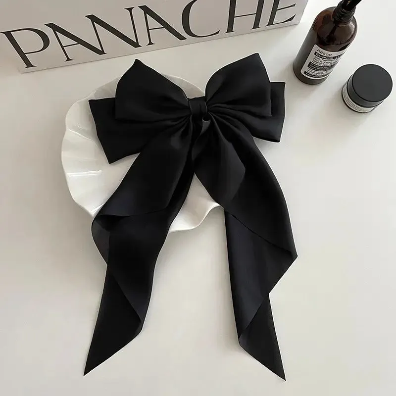 2pcs Satin Bow Hair Clips Elegant Spring Hair Pins for Girls