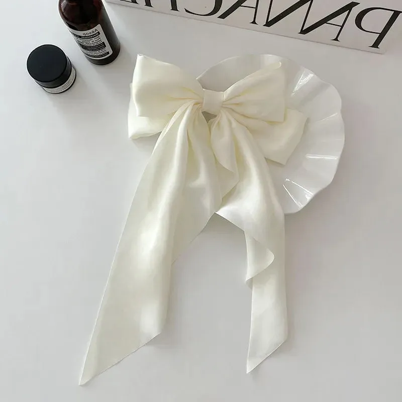 2pcs Satin Bow Hair Clips Elegant Spring Hair Pins for Girls
