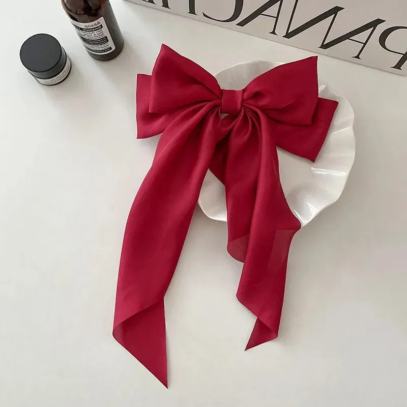 2pcs Satin Bow Hair Clips Elegant Spring Hair Pins for Girls