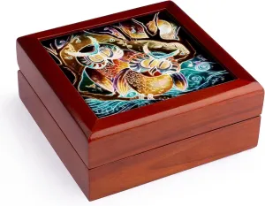 3dRose Whimsical Fractal Glow Owls In The Moonlight Digital Art, Jewelry Box jb-116259-1