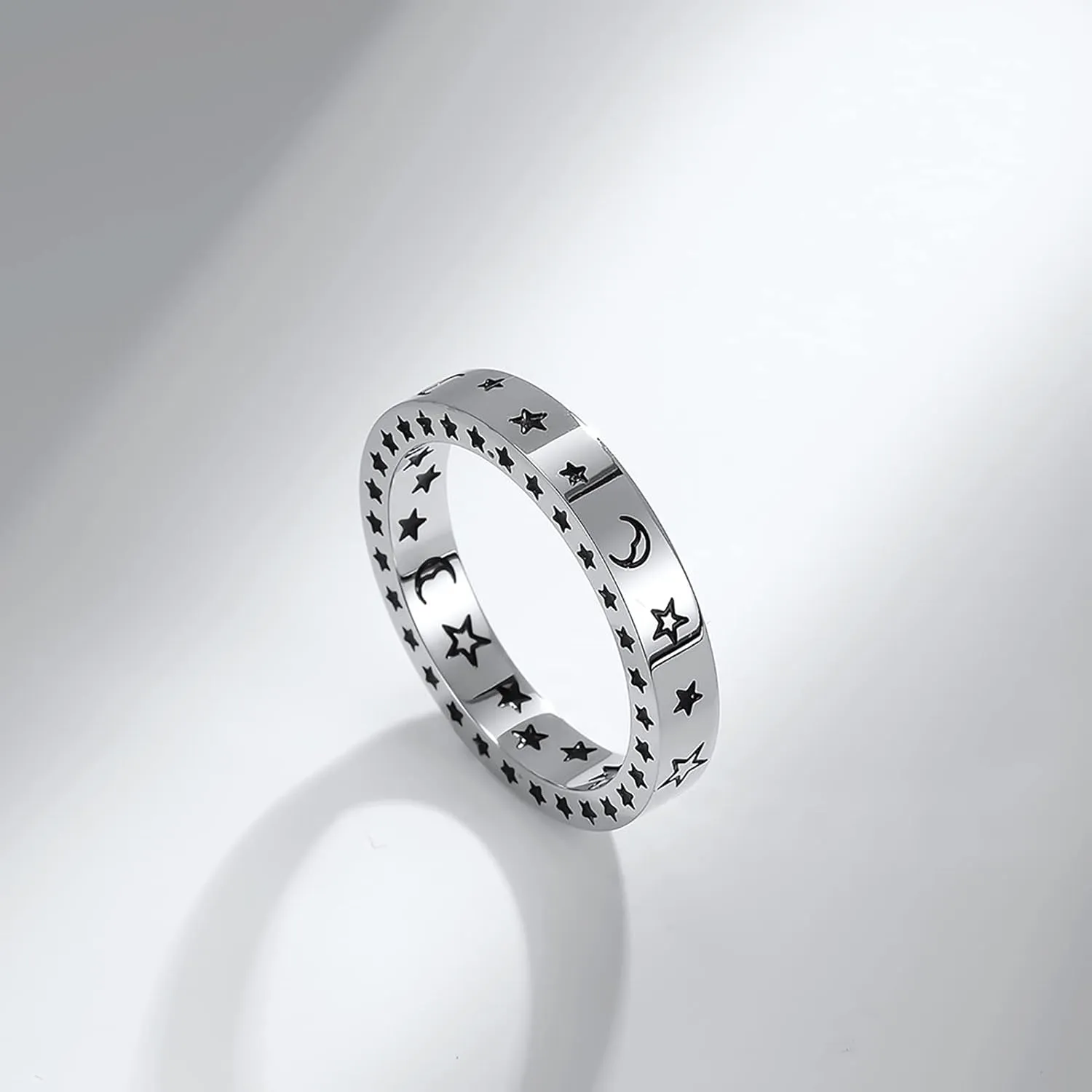 4mm Star Moon Titanium Steel Ring Couple Ring Sun Moon Star Ring Wedding Engagement Promise Ring