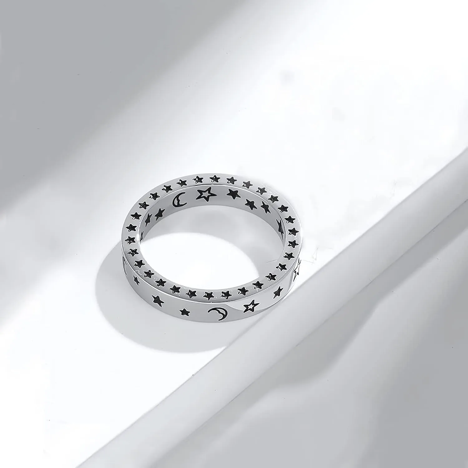 4mm Star Moon Titanium Steel Ring Couple Ring Sun Moon Star Ring Wedding Engagement Promise Ring