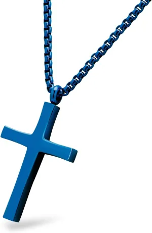 555Jewelry Stainless Steel Cross Adjustable Rolo Chain Pendant Necklace 16-28'' Inches