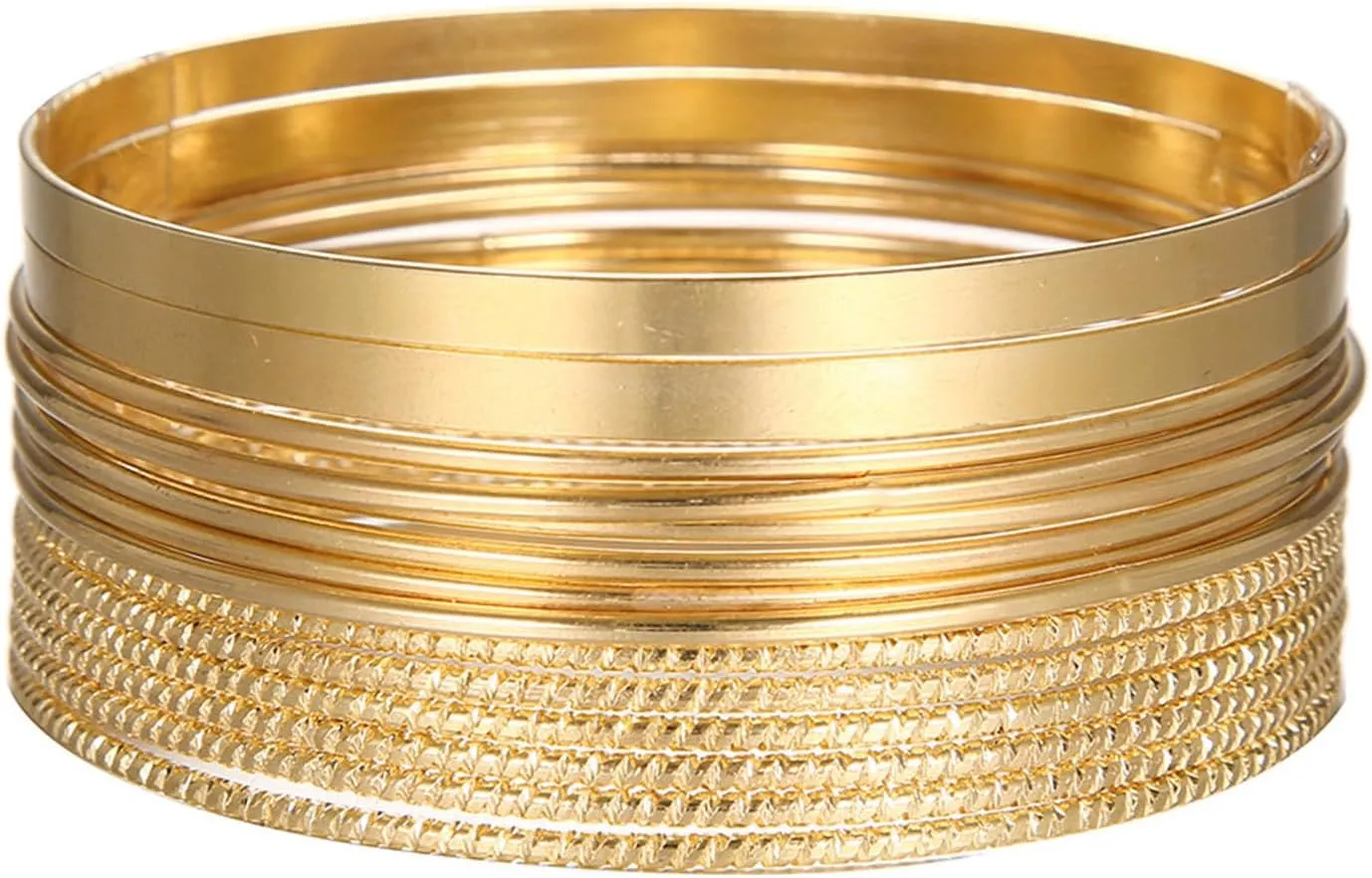 9-12Pcs Bohemian Indian Chunky Stackable Textured Bangle Bracelet Set Multilayer Boho Cable Rhinestone Bead Bracelet for Women Friend Vintage African Wedding Jewelry Birthday Gift