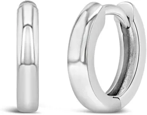 925 Sterling Silver Classic Small Wide Plain Huggie Hoop Earrings For Girls & Teens - 8mm, 10mm & 12mm - Sleek Wide Hoop Earrings - Simple and Versatile Hoops