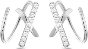 925 Sterling Silver Cross Minimalist Crawler Earrings Wrap Cuff Earrings For Women Sparkly Cubia Zircon Piercing Earrings