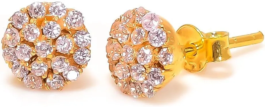 925 Sterling Silver Morganite Gemstone Ring Earring Jewelry Set | Stackable Stacking Flower Rings for Woman | Stacked Stud Earrings for Woman