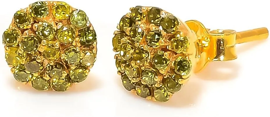 925 Sterling Silver Peridot Gemstone Ring Earring Jewelry Set | Stackable Stacking Flower Rings for Woman | Stacked Stud Earrings for Woman