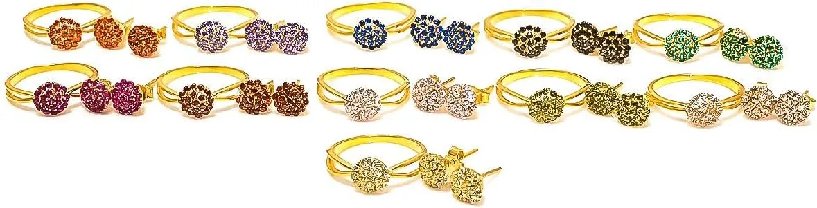 925 Sterling Silver Ruby Gemstone Ring Earring Jewelry Set | Stackable Stacking Flower Rings for Woman | Stacked Stud Earrings for Woman