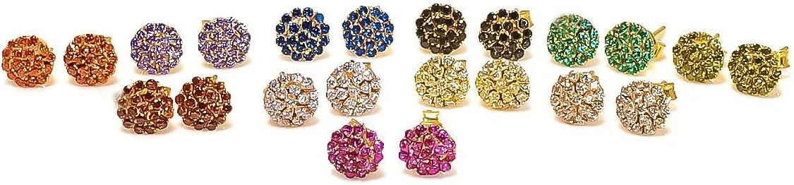 925 Sterling Silver Ruby Gemstone Ring Earring Jewelry Set | Stackable Stacking Flower Rings for Woman | Stacked Stud Earrings for Woman
