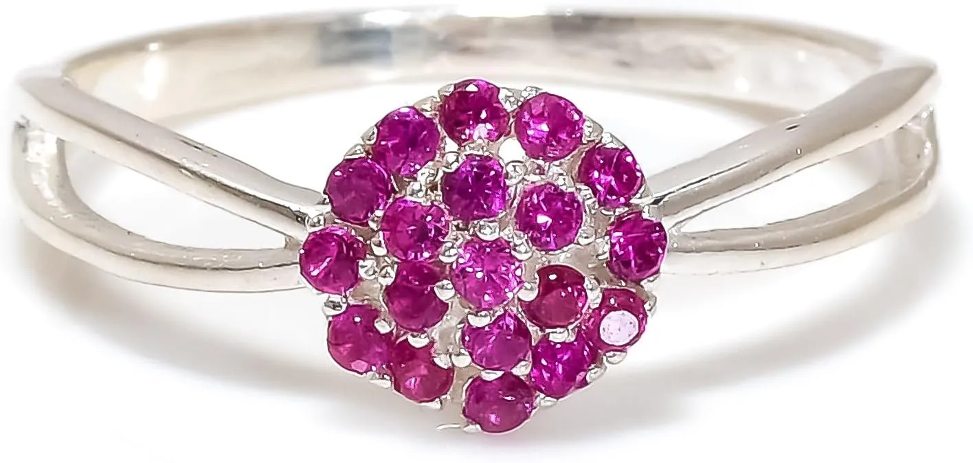 925 Sterling Silver Ruby Gemstone Ring Earring Jewelry Set | Stackable Stacking Flower Rings for Woman | Stacked Stud Earrings for Woman
