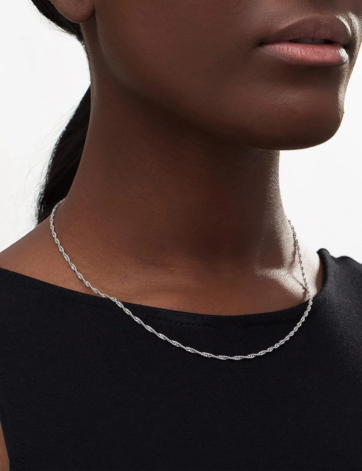 925 Sterling Silver Singapore Chain Lobster Clasp Paperclip Necklace for Women Sparkling Chain 2mm2.5mm3mm4mm5mm Gifts for Her