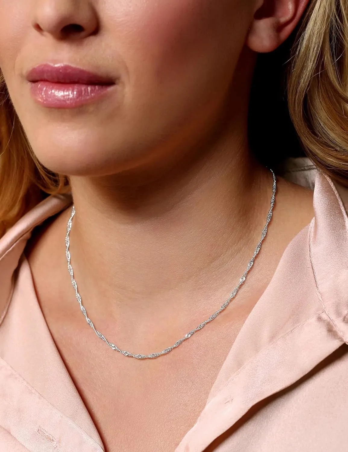 925 Sterling Silver Singapore Chain Lobster Clasp Paperclip Necklace for Women Sparkling Chain 2mm2.5mm3mm4mm5mm Gifts for Her