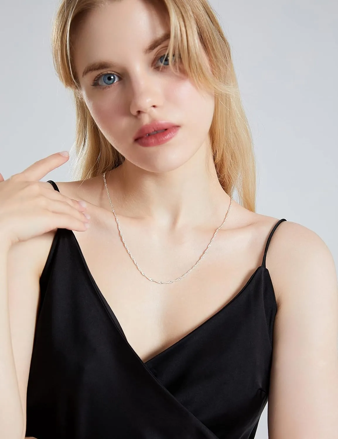 925 Sterling Silver Singapore Chain Lobster Clasp Paperclip Necklace for Women Sparkling Chain 2mm2.5mm3mm4mm5mm Gifts for Her