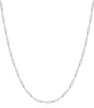 925 Sterling Silver Singapore Chain Lobster Clasp Paperclip Necklace for Women Sparkling Chain 2mm2.5mm3mm4mm5mm Gifts for Her