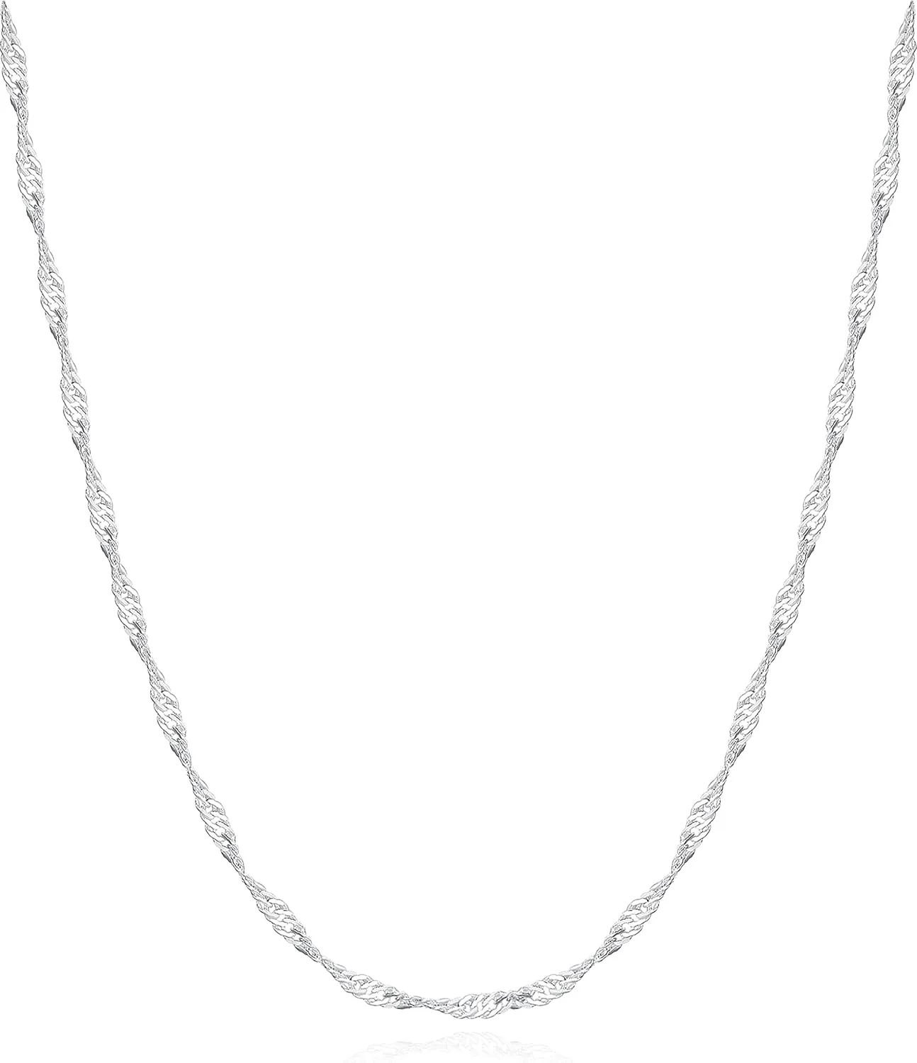 925 Sterling Silver Singapore Chain Lobster Clasp Paperclip Necklace for Women Sparkling Chain 2mm2.5mm3mm4mm5mm Gifts for Her