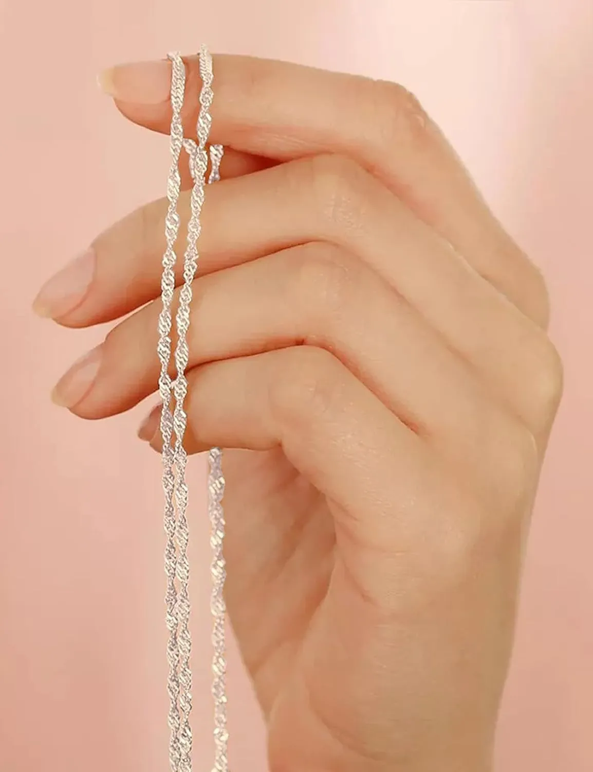 925 Sterling Silver Singapore Chain Lobster Clasp Paperclip Necklace for Women Sparkling Chain 2mm2.5mm3mm4mm5mm Gifts for Her